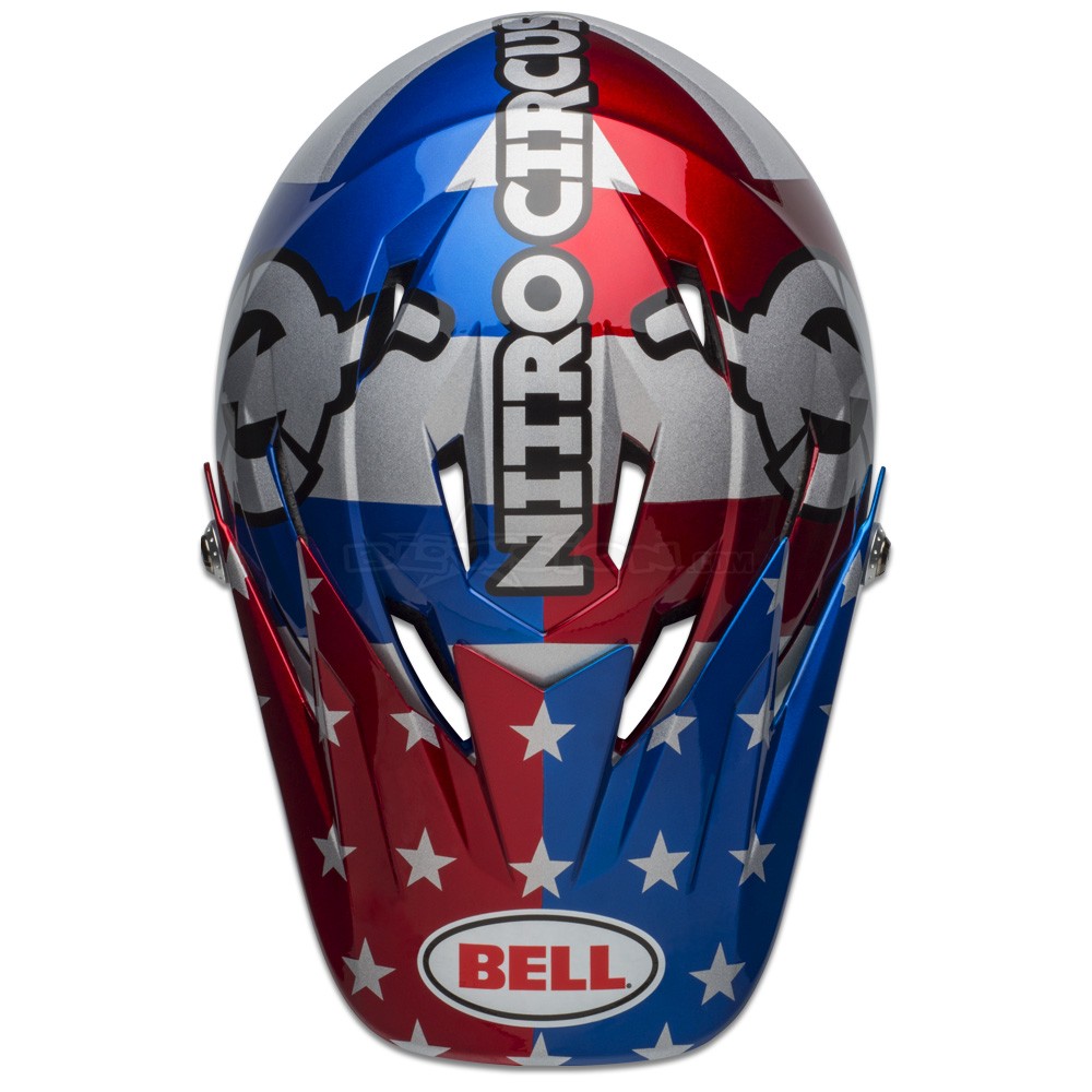 Blowsion. BELL SANCTION HELMET NITRO CIRCUS GLOSS SILVER/BLUE/RED