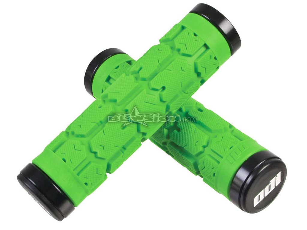 Black ODI Rogue Lock-On Grips W/ Clamps Bonus Pack Lime Green 