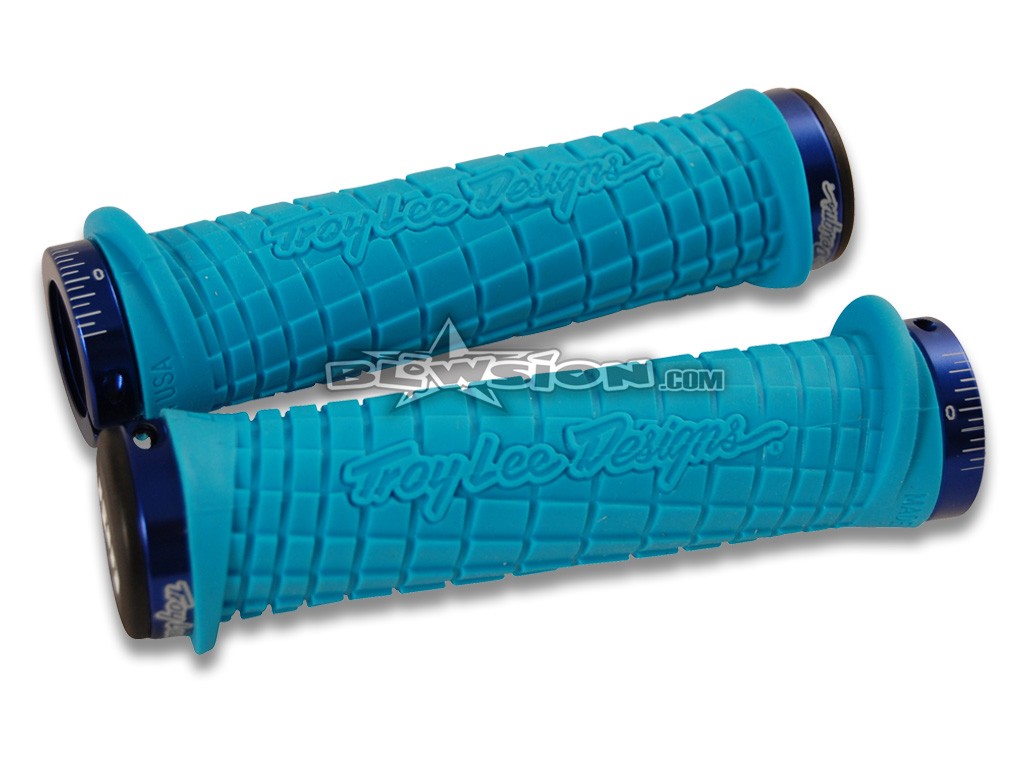Blowsion. ODI Lock-On Grip Set - Troy Lee Designs - Aqua/Blue